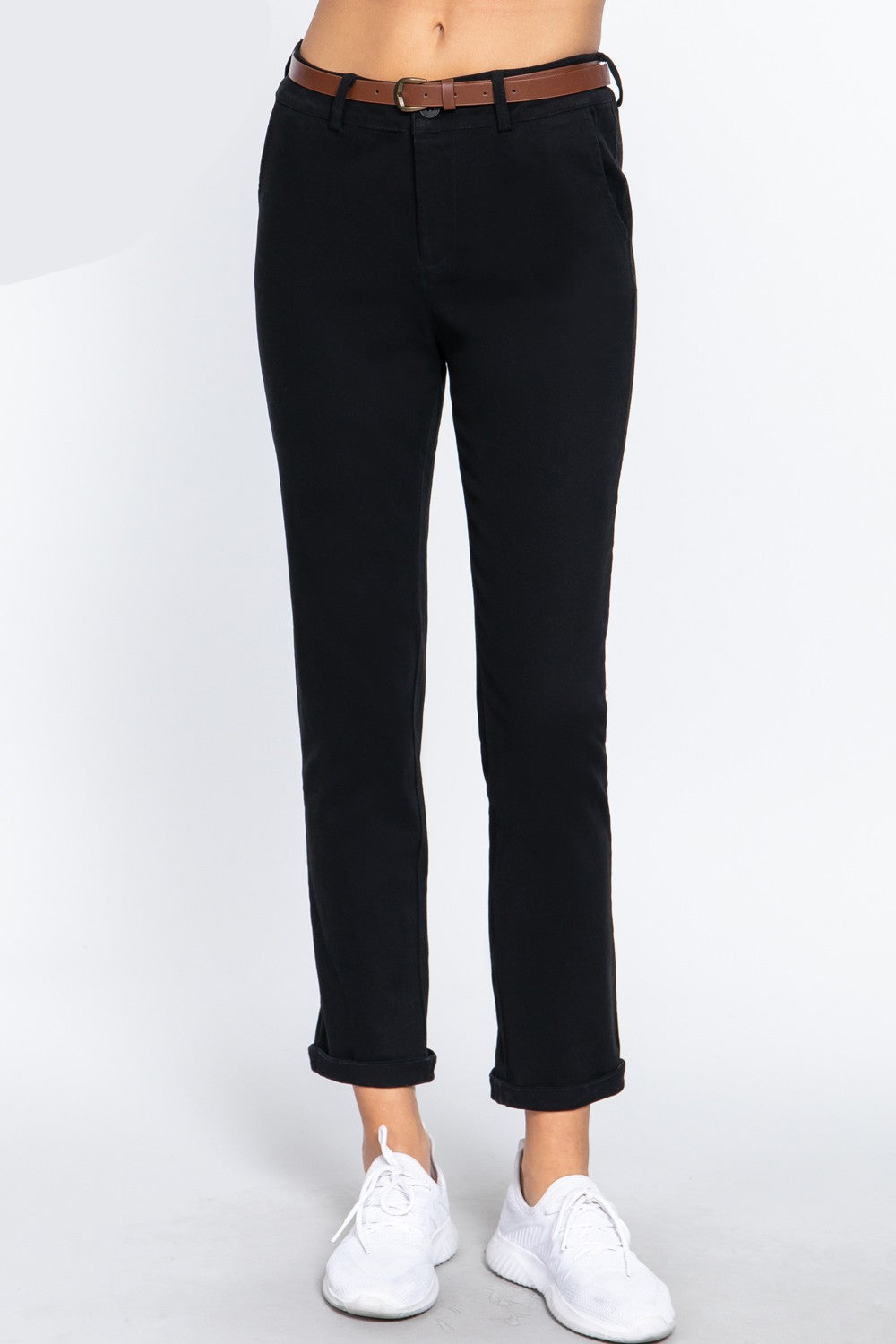 PS 030 - Stretchy Spandex Belted Long Pants