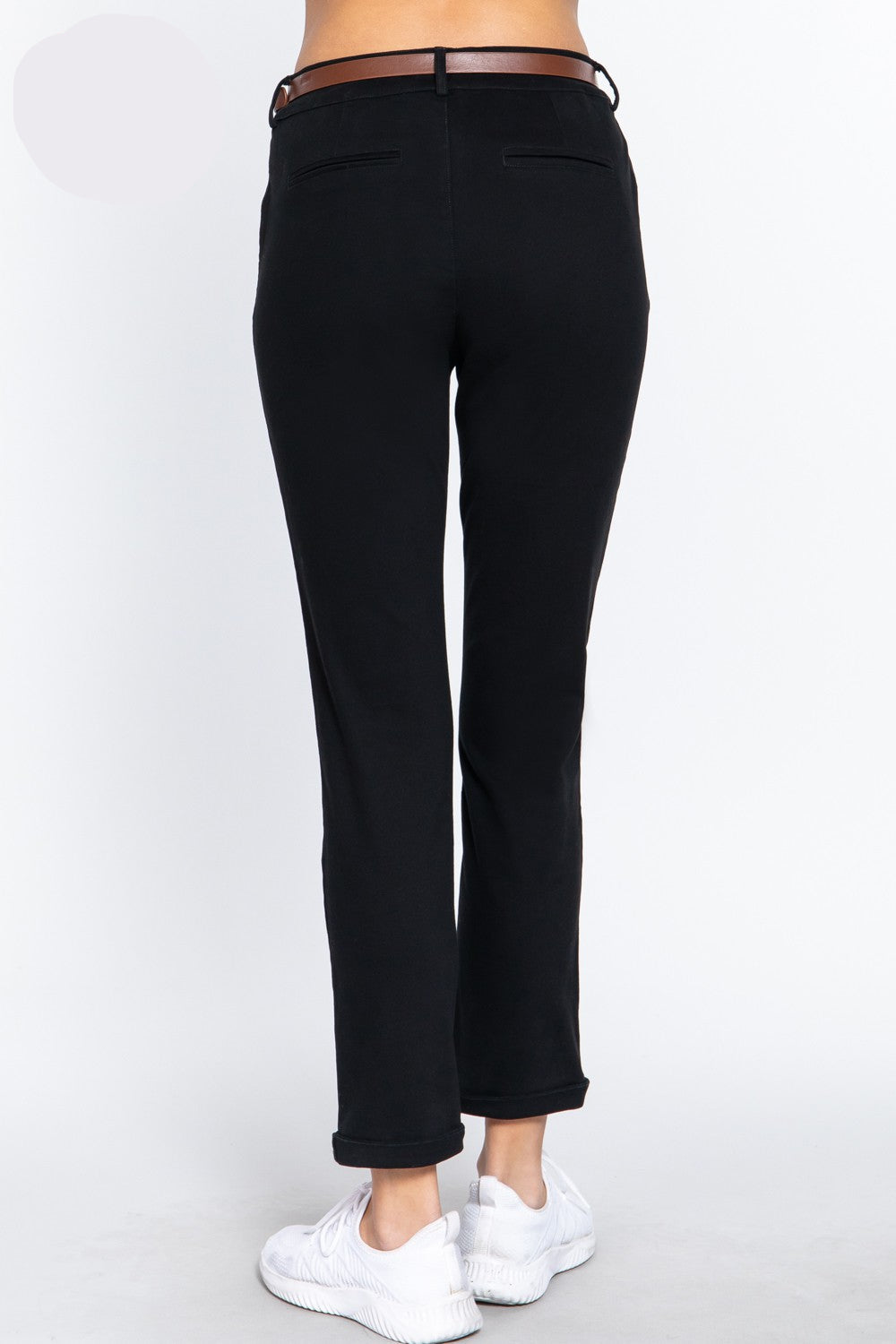 PS 030 - Stretchy Spandex Belted Long Pants