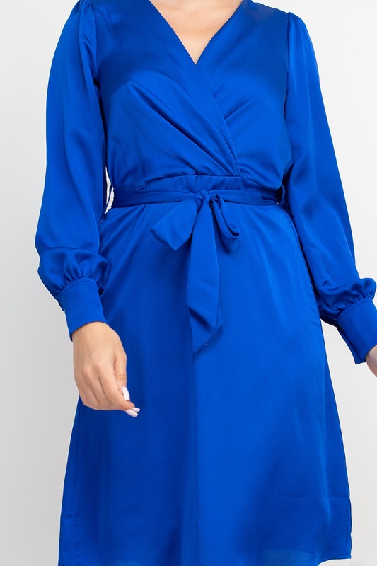 DD 1327 - Belted Satin Wrap Dress