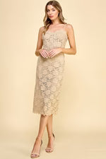DD 1433 - Lace Detail Midi Corset Dress