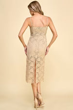 DD 1433 - Lace Detail Midi Corset Dress