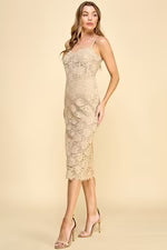 DD 1433 - Lace Detail Midi Corset Dress