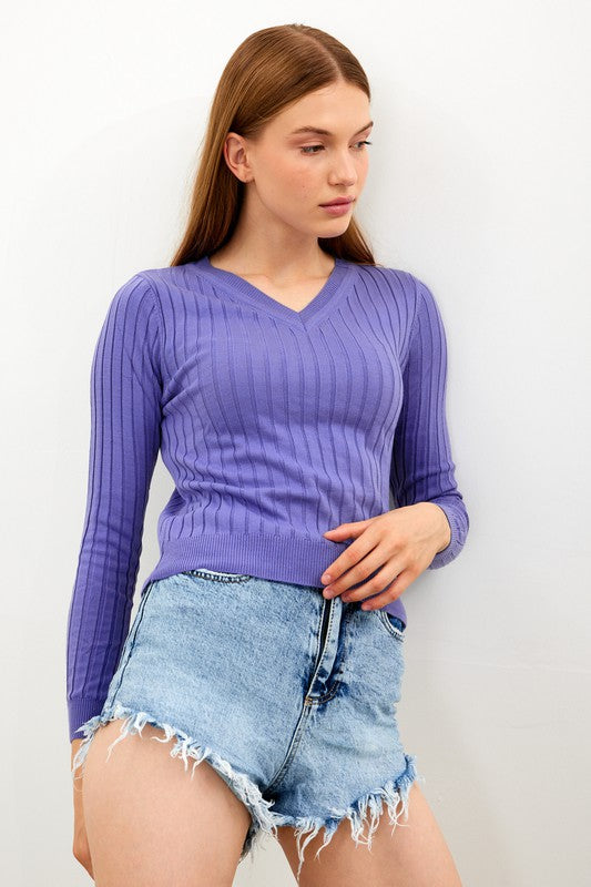 SWT 026 - V Neck Knit Sweater Top