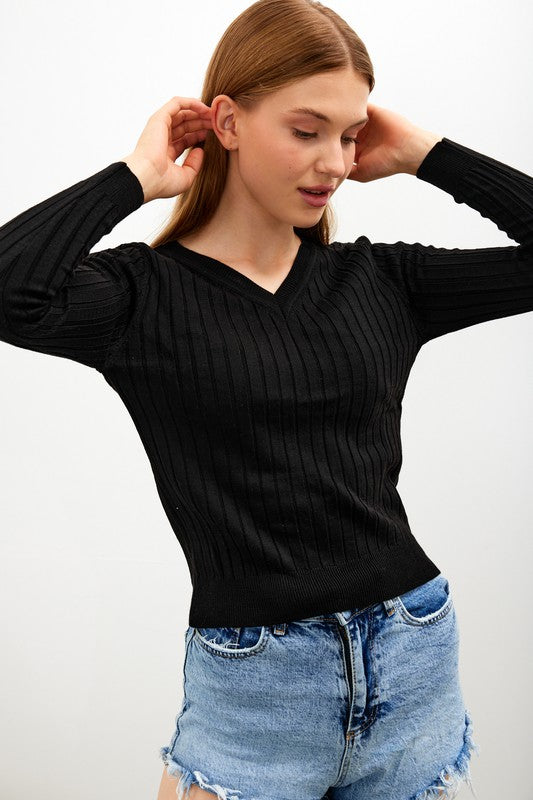 SWT 026 - V Neck Knit Sweater Top