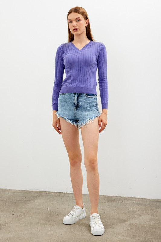 SWT 026 - V Neck Knit Sweater Top