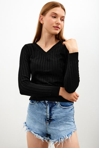 SWT 026 - V Neck Knit Sweater Top