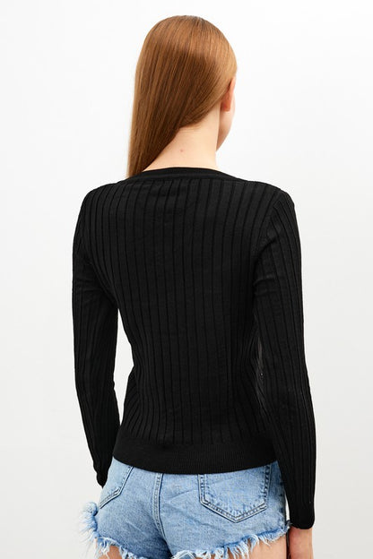 SWT 026 - V Neck Knit Sweater Top