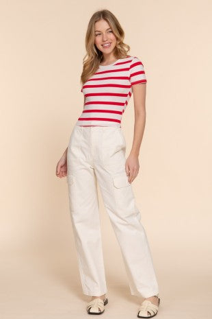 CT 2839 - Short Sleeve Knit Crop Top