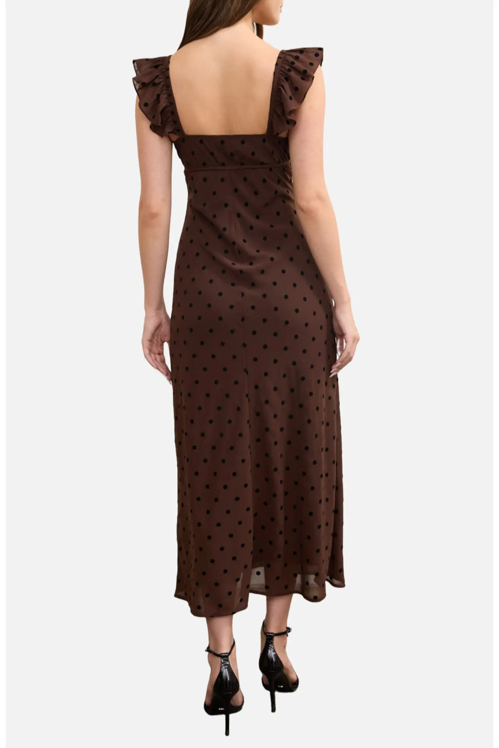 DD 1483 - Ruffle Strap Dots Maxi Dress