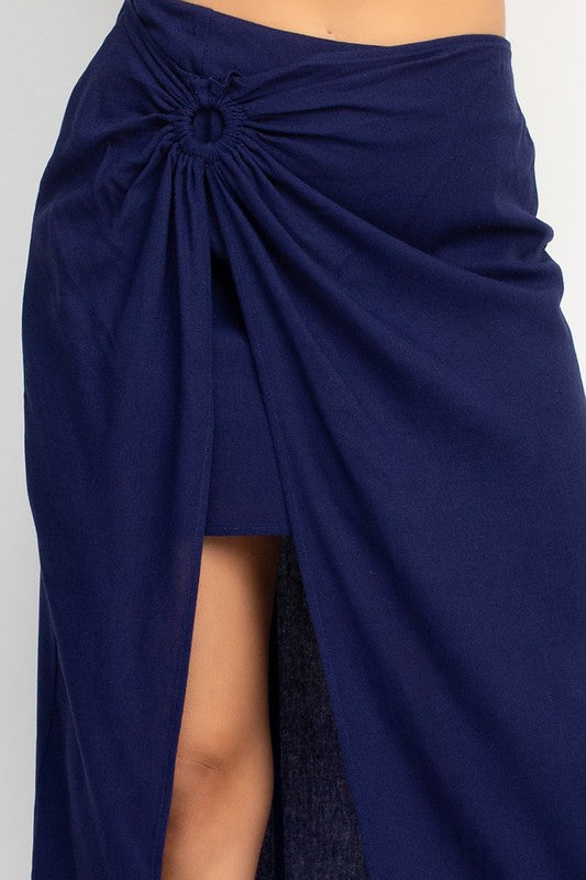 SKT 947 - Wrap Linen Midi Skirt