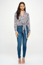 DT 1940 - Collared Side Tie Shirt Top