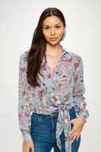DT 1940 - Collared Side Tie Shirt Top