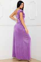 LD 573 - Glittered One Shoulder Maxi Dress