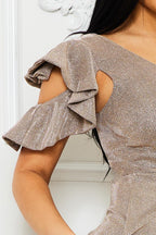 LD 573 - Glittered One Shoulder Maxi Dress