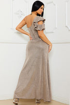 LD 573 - Glittered One Shoulder Maxi Dress