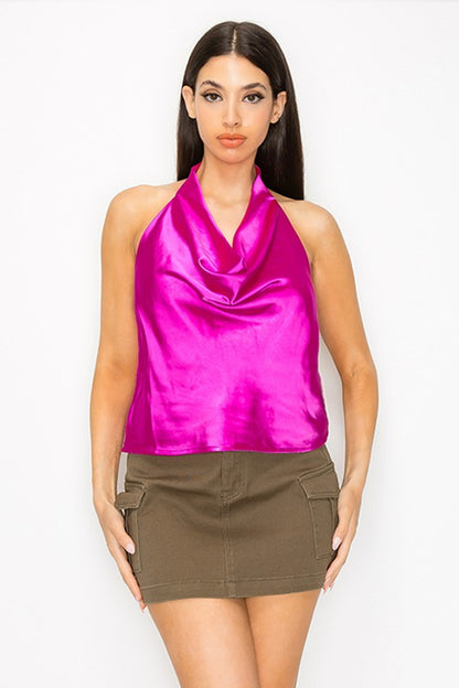 DT 1833 - Satin Cowl Neck Top