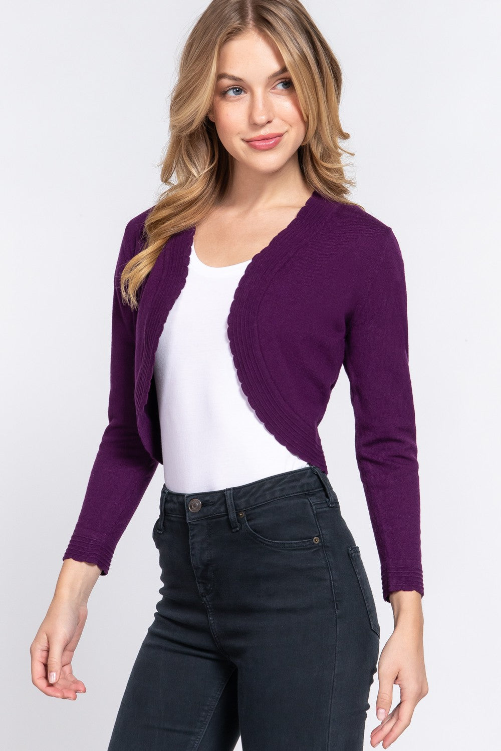 SWT 048 - Scallop Hem Bolero Cardigan