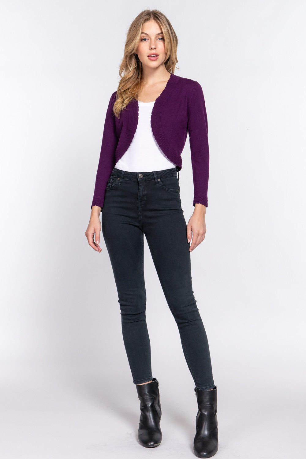 SWT 048 - Scallop Hem Bolero Cardigan