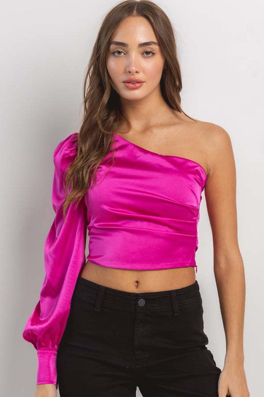 DT 1810 - One Shoulder Satin Top
