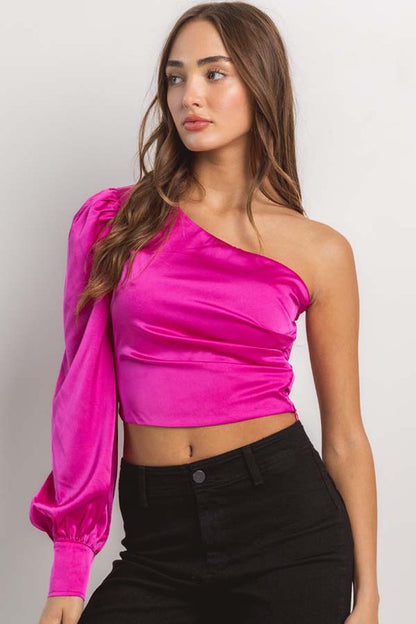 DT 1810 - One Shoulder Satin Top