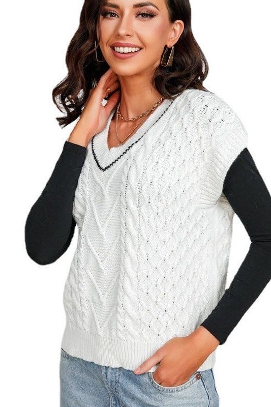 SWT 023 - Cropped Knit Sweater Vest
