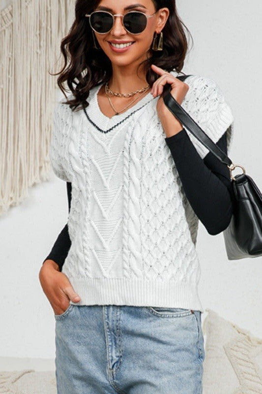 SWT 023 - Cropped Knit Sweater Vest