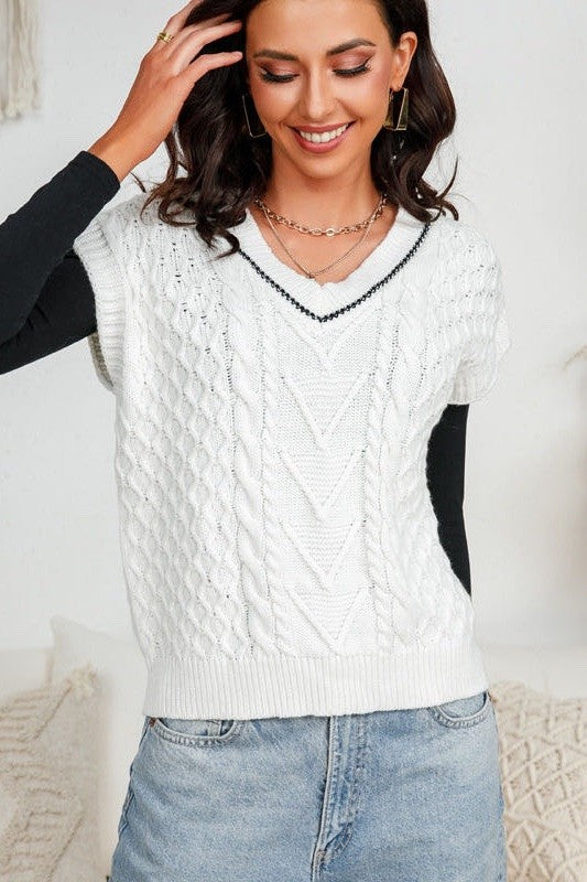 SWT 023 - Cropped Knit Sweater Vest