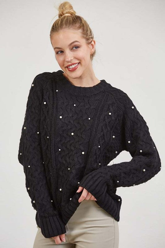 SWT 003 - Pearl Detail Woven Sweater