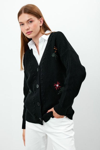 SWT 027 - Flower Embroidered Cardigan