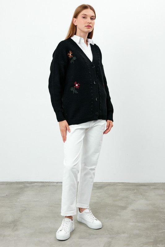 SWT 027 - Flower Embroidered Cardigan