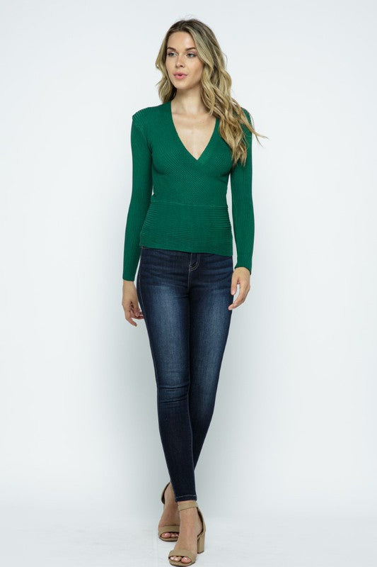 SWT 022 - Fitted V Neck Sweater Top