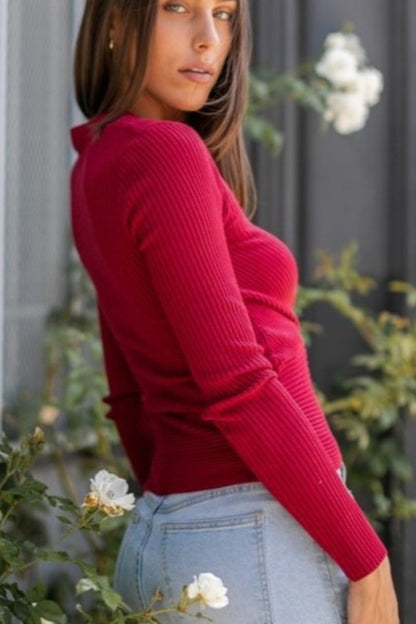 SWT 022 - Fitted V Neck Sweater Top