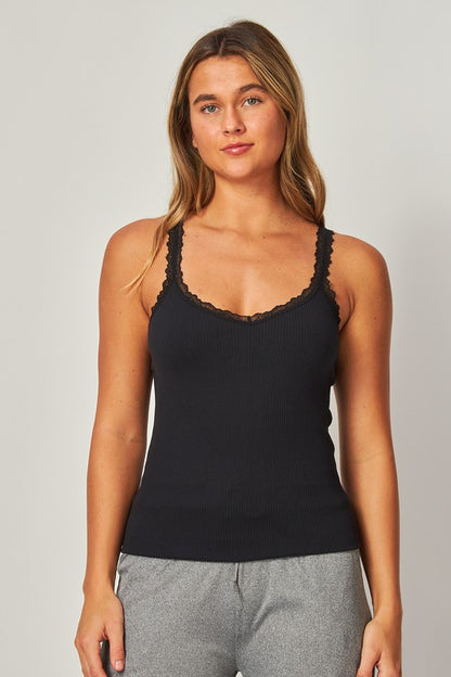 CT 2739 - Stretch Lace Trim Tank Top