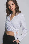 DT 1850 - Linen Waist Tie Crop Top