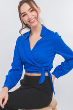 DT 1850 - Linen Waist Tie Crop Top