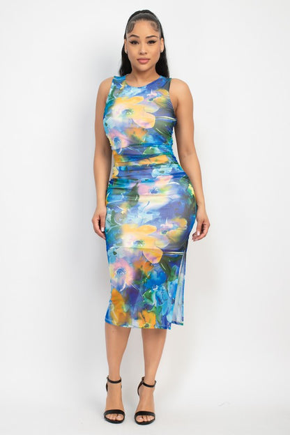 DD 1311 - Floral Slit Midi Dress