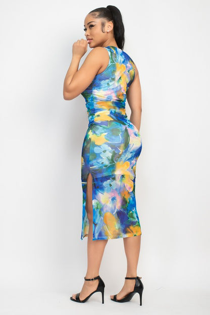 DD 1311 - Floral Slit Midi Dress