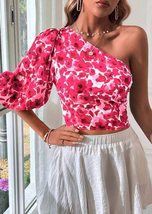DT 1913 - Floral Print One Shoulder Top