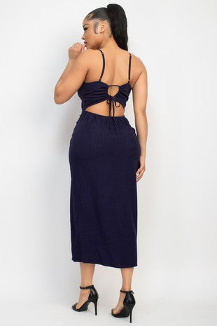DD 1406 - Shirred Tie-Back Dress