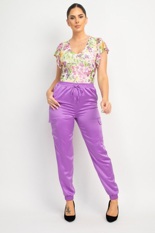 CT 2647 - Floral Flutter Sleeve Top