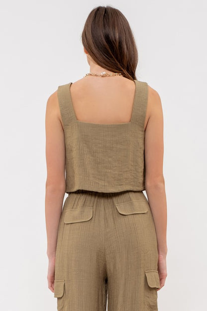 DT 1673 - Solid Sleeveless Crop Top