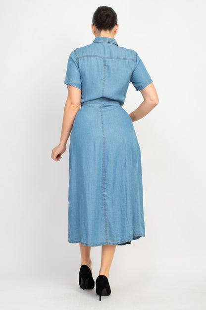CD 3719 - Waist Tie Denim Dress