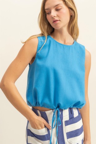 DT 1933 - Sand Washed Sleeveless Crop Top