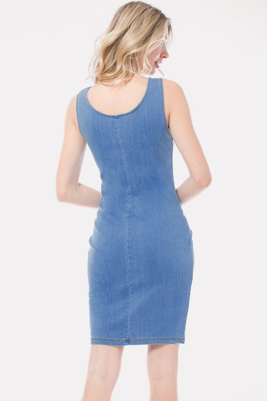 DD 1324 - Stretch Denim Bodycon Dress