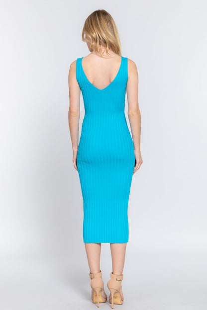CD 3695 - Sleeveless Sweater Midi Dress