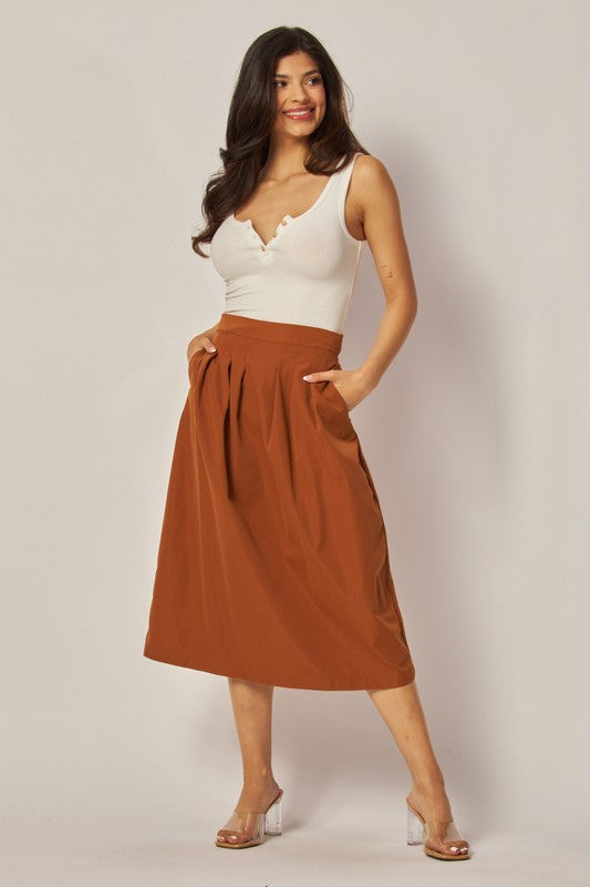 SKT 956 - Woven Midi Skirt
