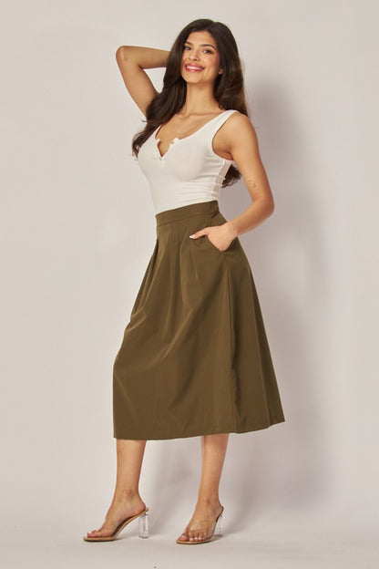 SKT 956 - Woven Midi Skirt