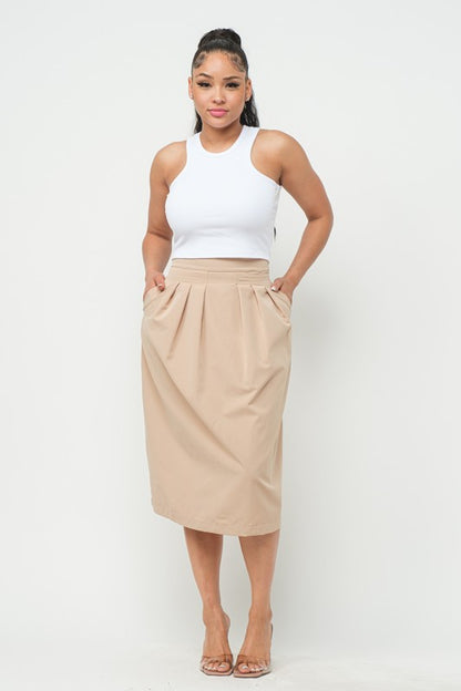 SKT 956 - Woven Midi Skirt