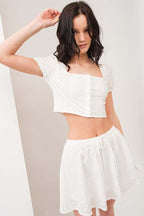 SET 012 - Eyelet Cap Sleeve Top