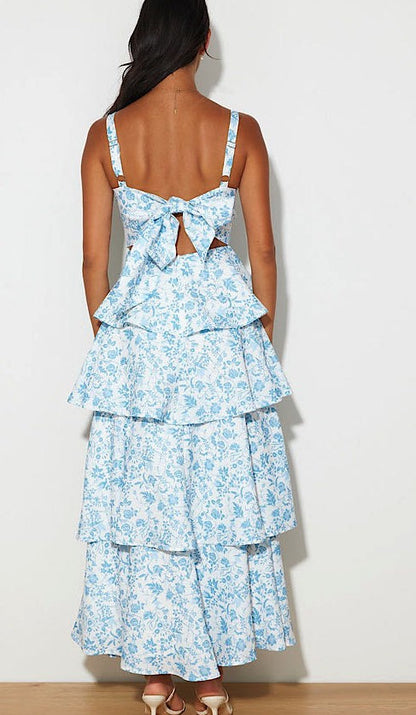 DD 1422 - Floral Layered Ruffle Dress